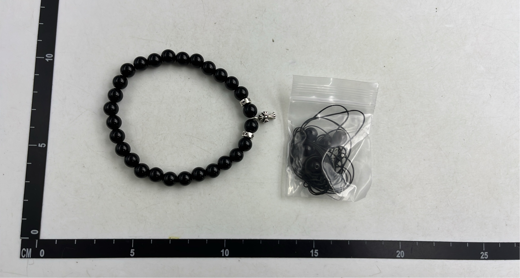 White Onyx & Silver Beaded Bracelet for Men Women