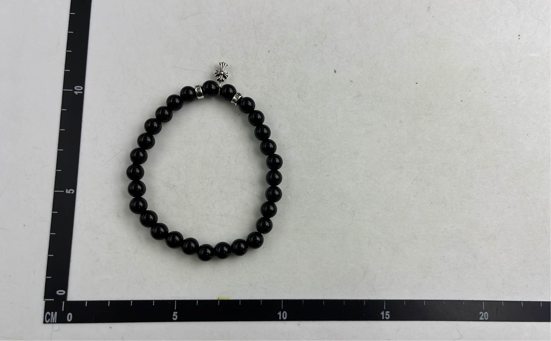 White Onyx & Silver Beaded Bracelet for Men Women