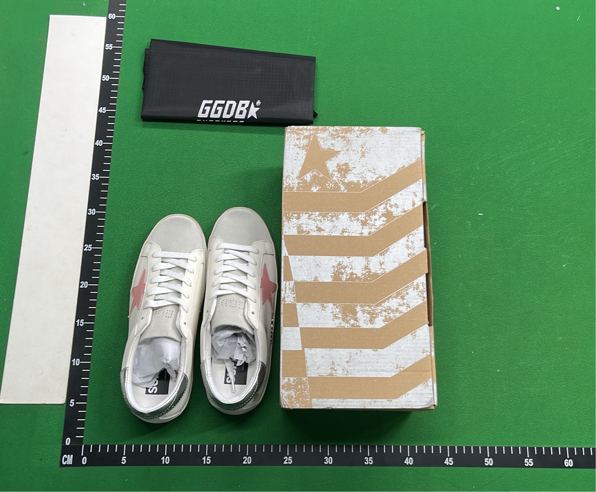 GGDBX Star Sneakers White Glitter Leather Fashion Shoes