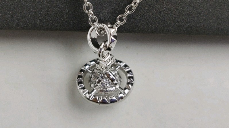 Rose Gold Orb Pendant Necklace with Crystal Accents