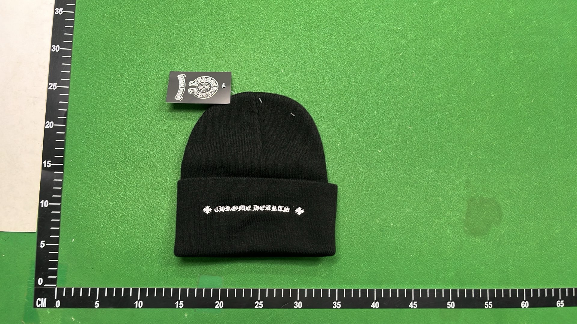 Black Beanie with Red Lips and Logo Embroidery