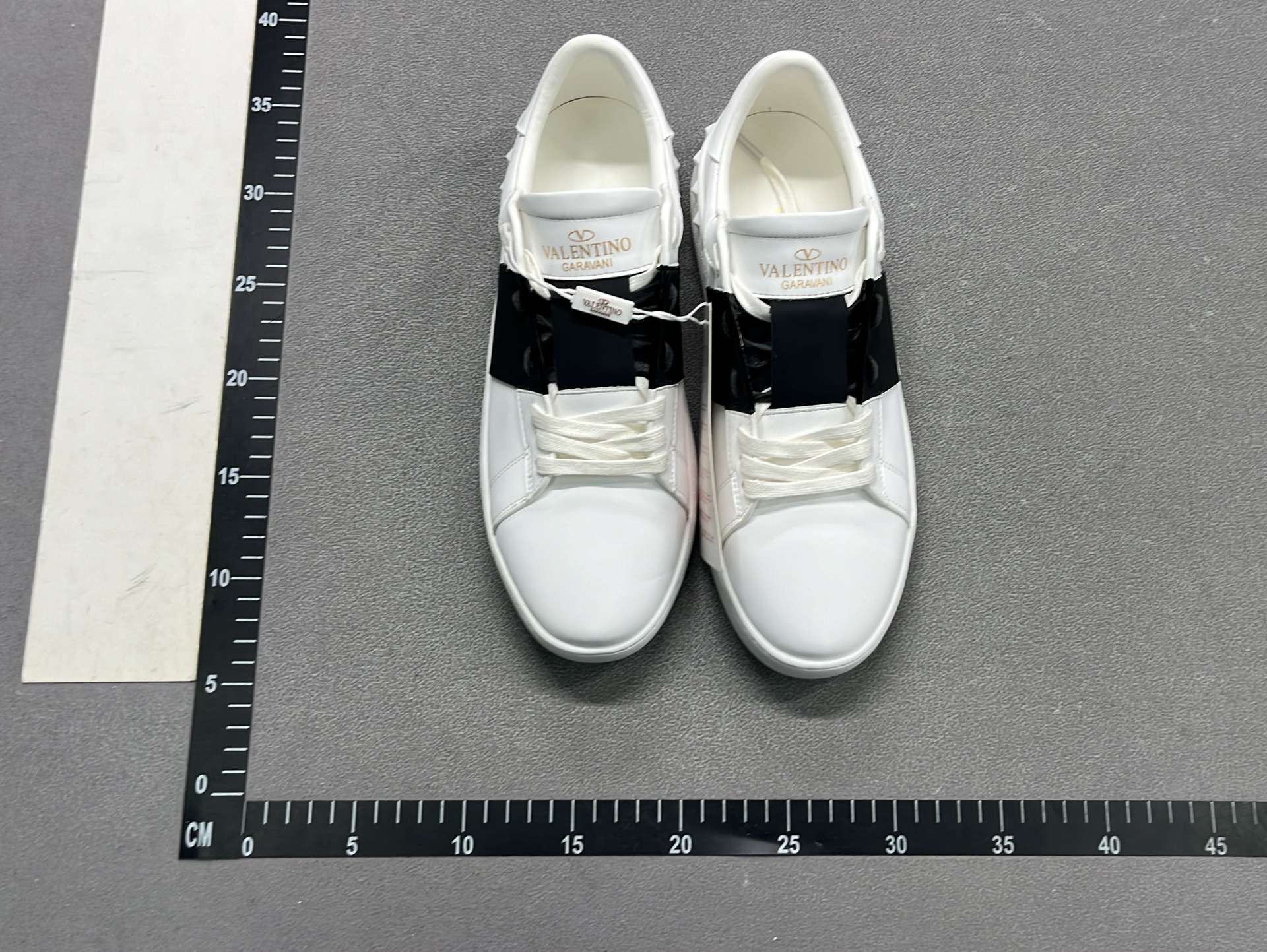 White Leather Sneakers with Black Straps