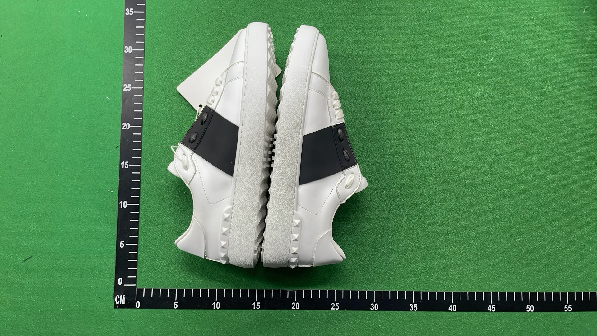White Leather Sneakers with Black Straps