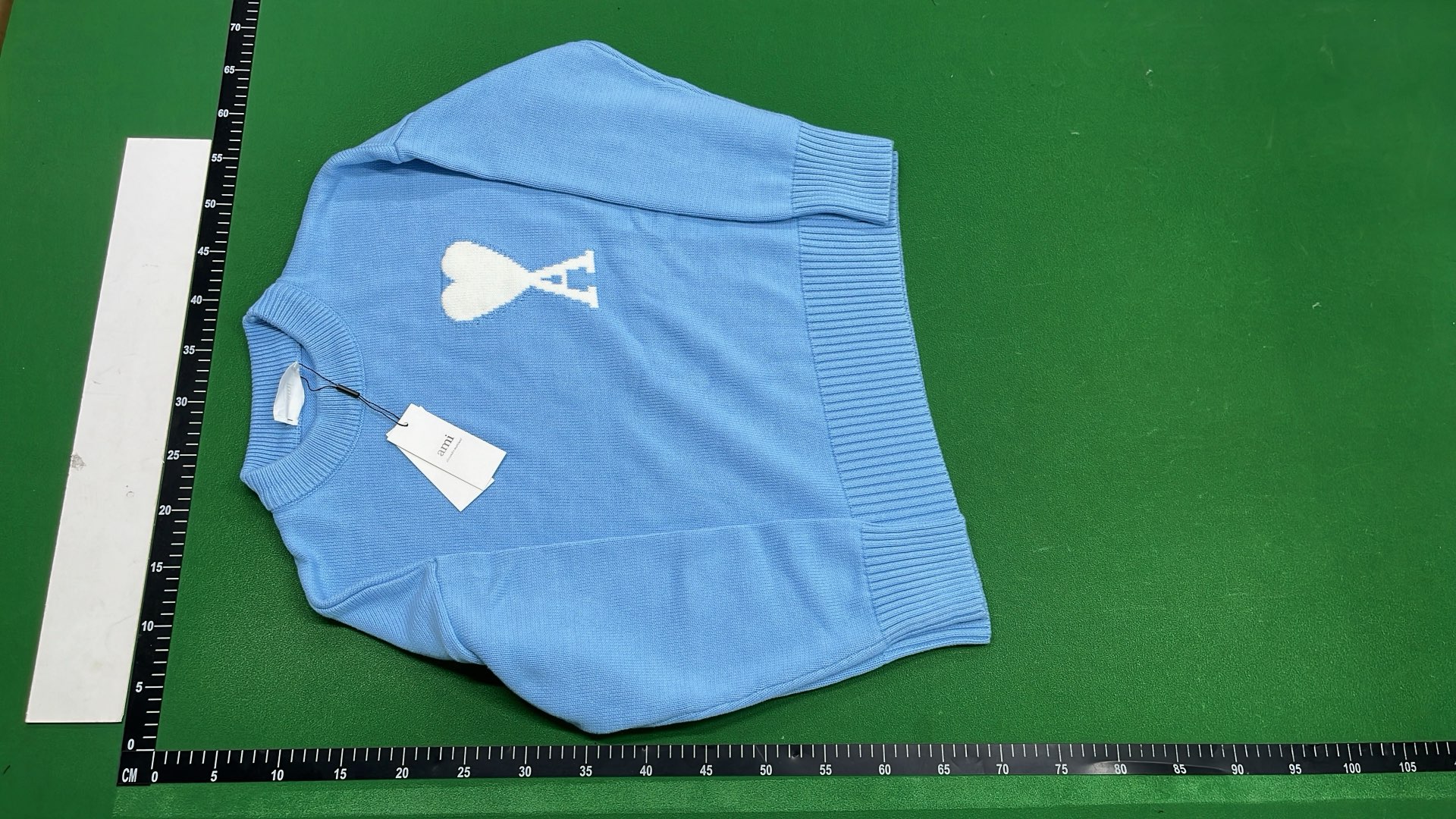 Black Knit Sweater with Red Heart and A Logo