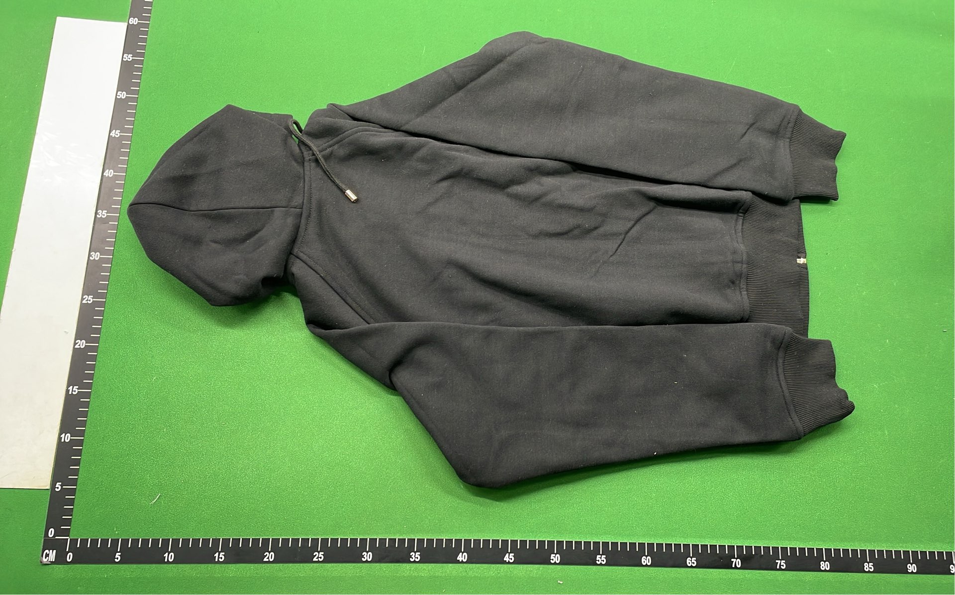 Black Hoodie with Check Lining Zip-Up Sweatshirt
