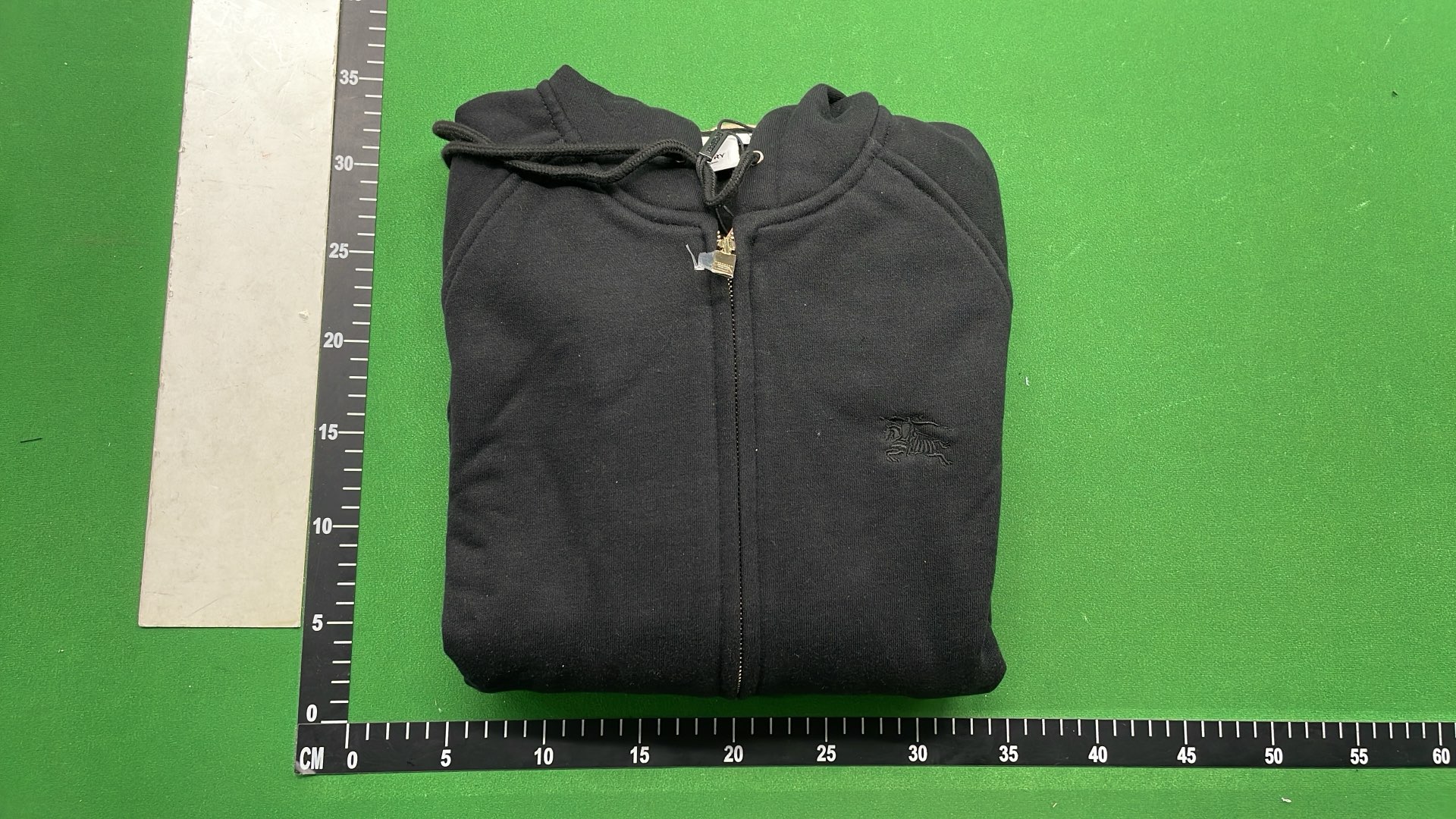 Black Hoodie with Check Lining Zip-Up Sweatshirt