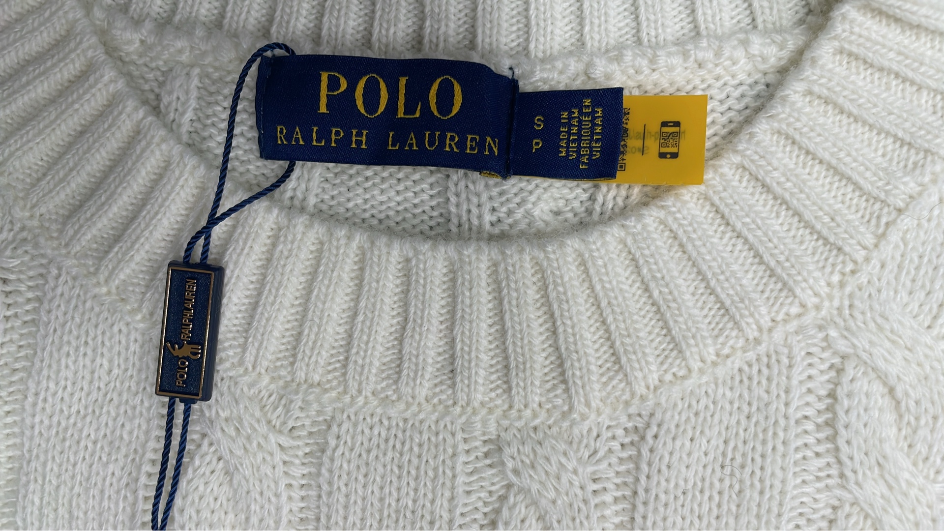 Men's Black Cable Knit Sweater with Red Pony Logo