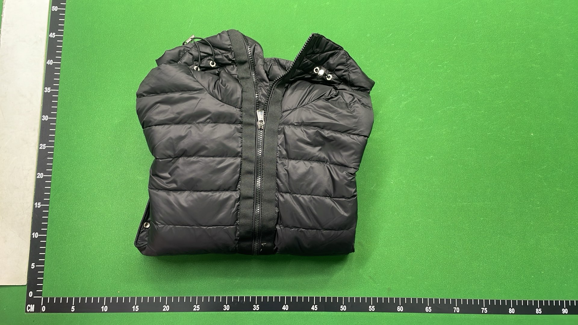Men's Black Quilted Hooded Down Jacket with Knit Sleeves