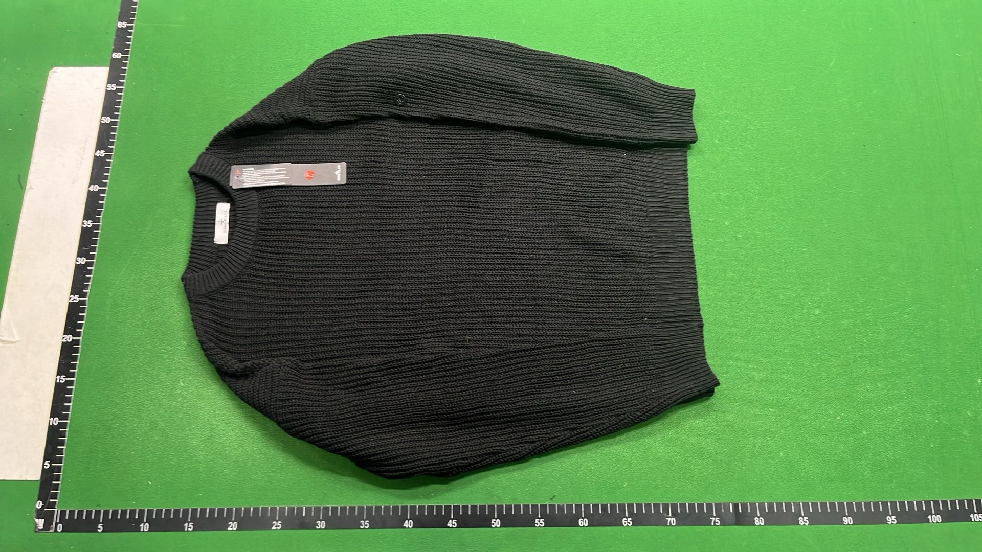 Stone Island Green Wool Sweater with Patch Logo