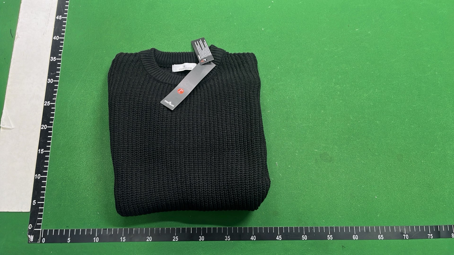 Stone Island Green Wool Sweater with Patch Logo