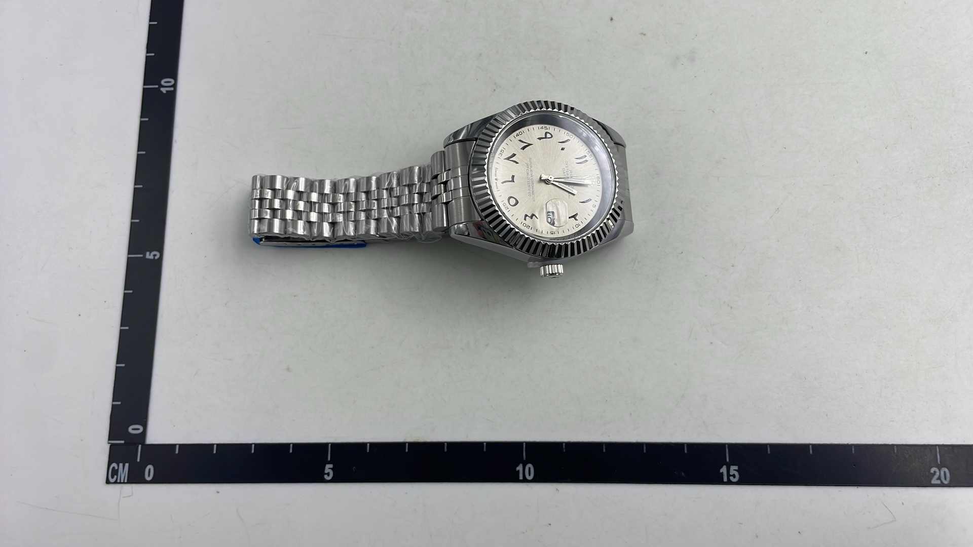 Stainless Steel Rolex Watch with Black Dial and Date Display