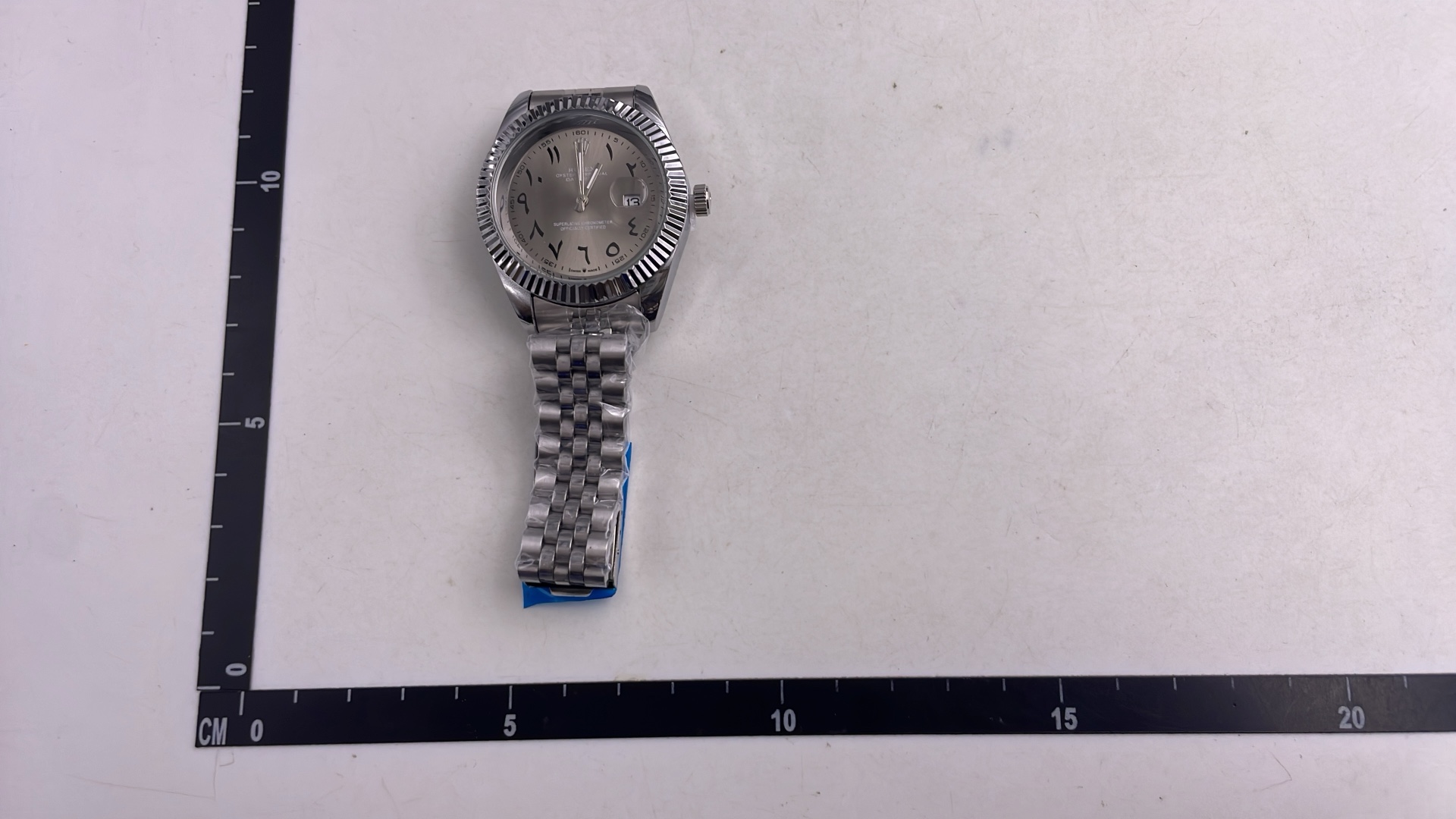 Stainless Steel Rolex Watch with Black Dial and Date Display