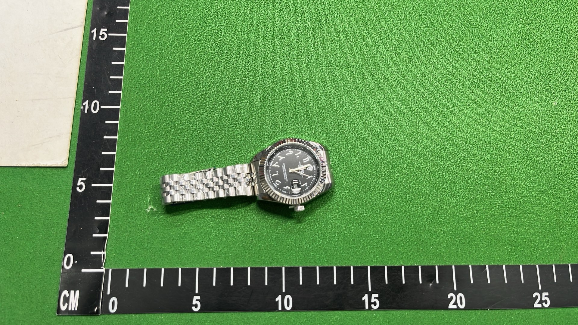 Stainless Steel Rolex Watch with Black Dial and Date Display