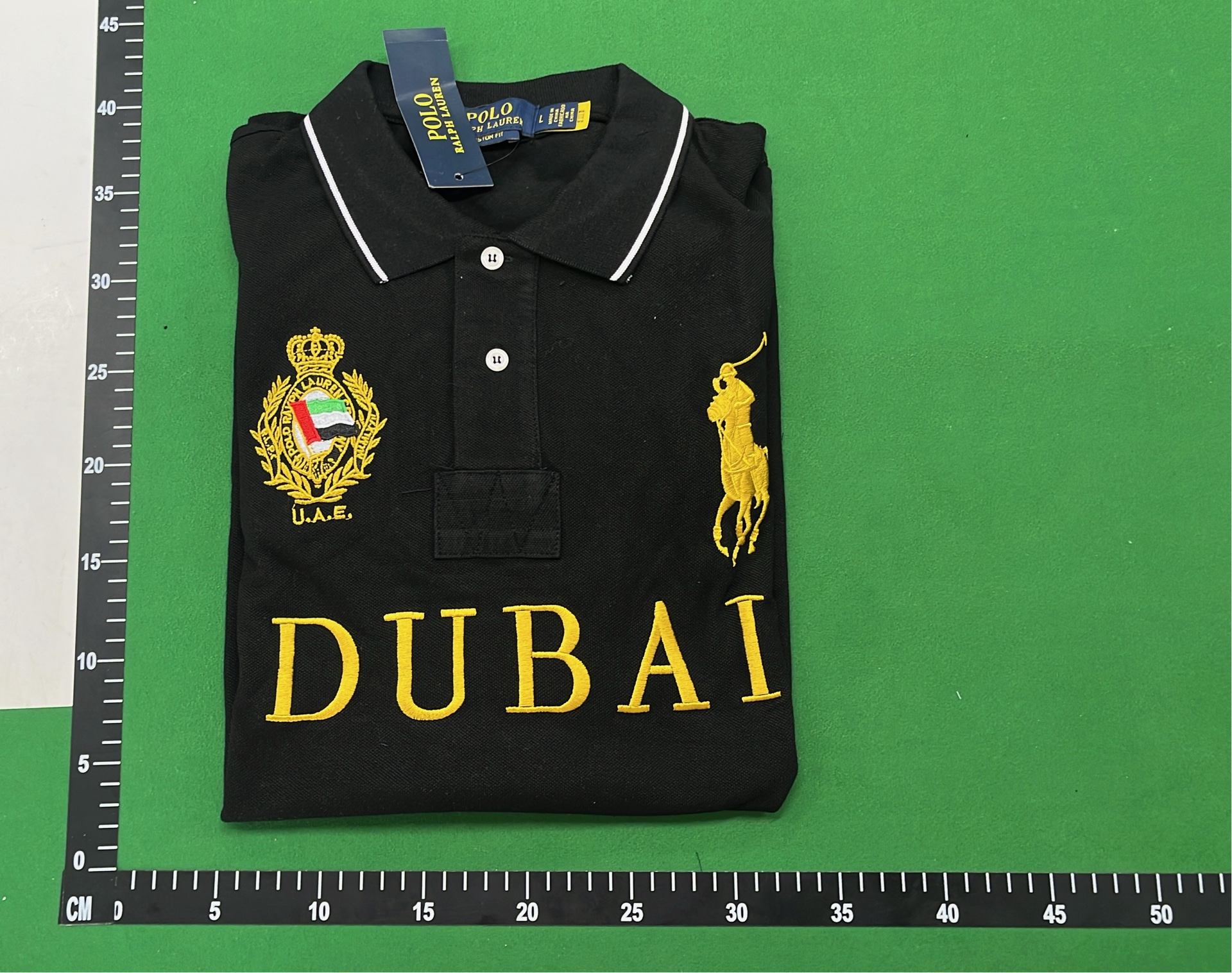 Green Milan Polo Shirt with Gold Embroidery