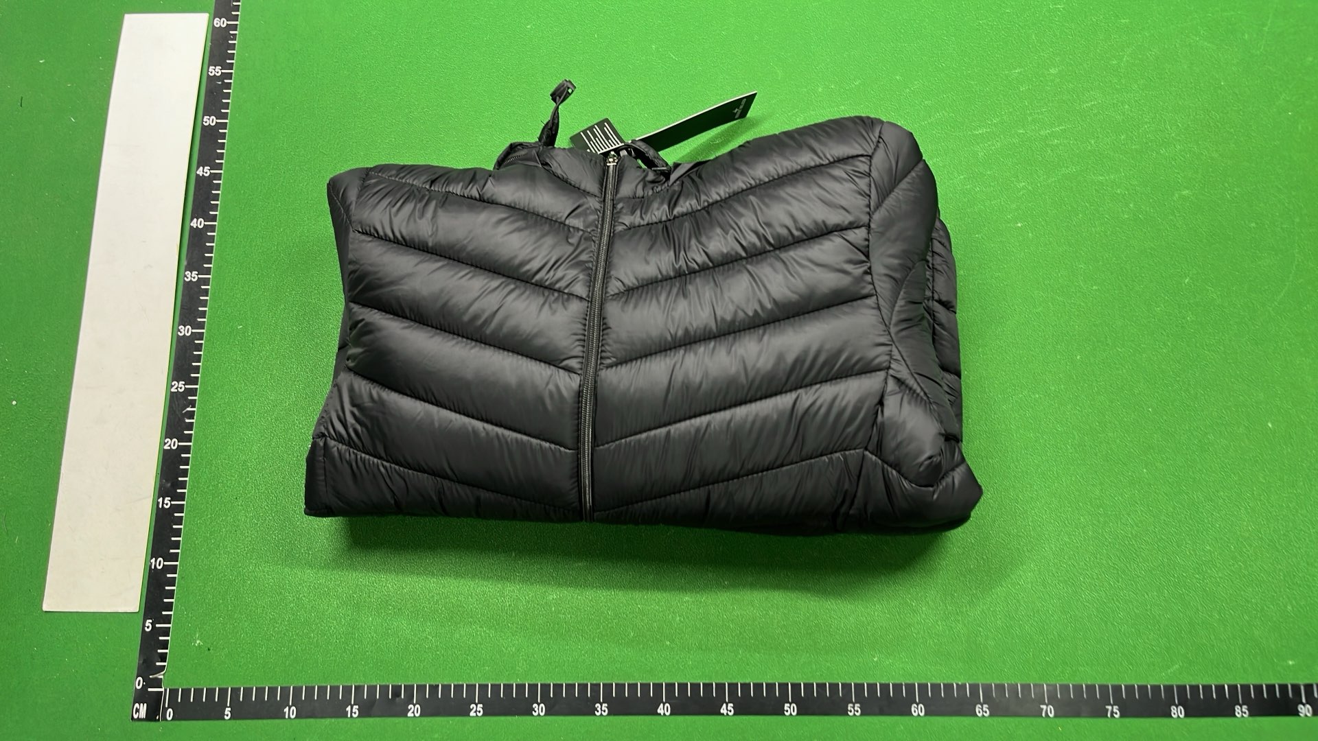 Black Quilted Hooded Down Jacket with Logo Patch