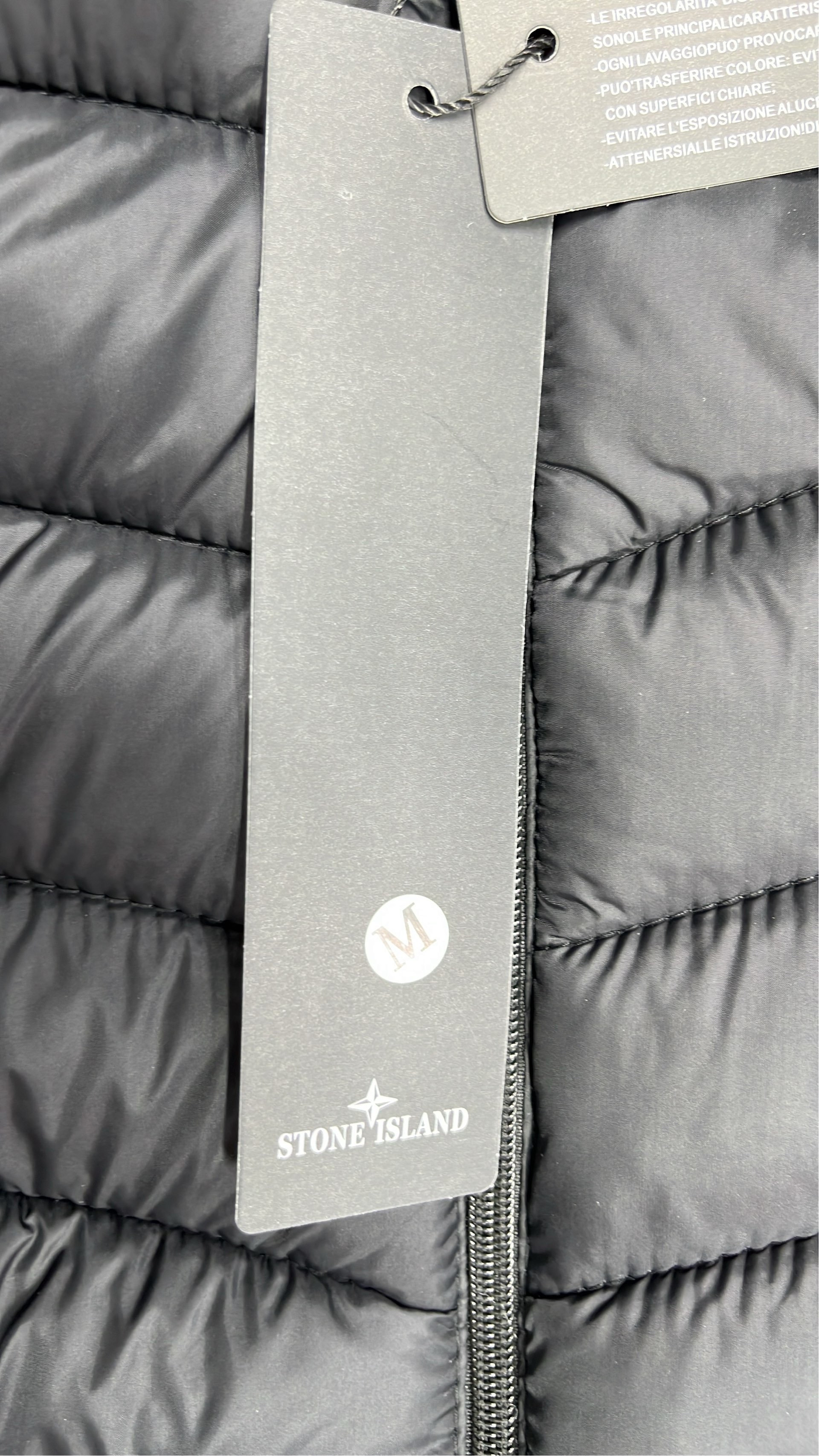 Black Quilted Hooded Down Jacket with Logo Patch