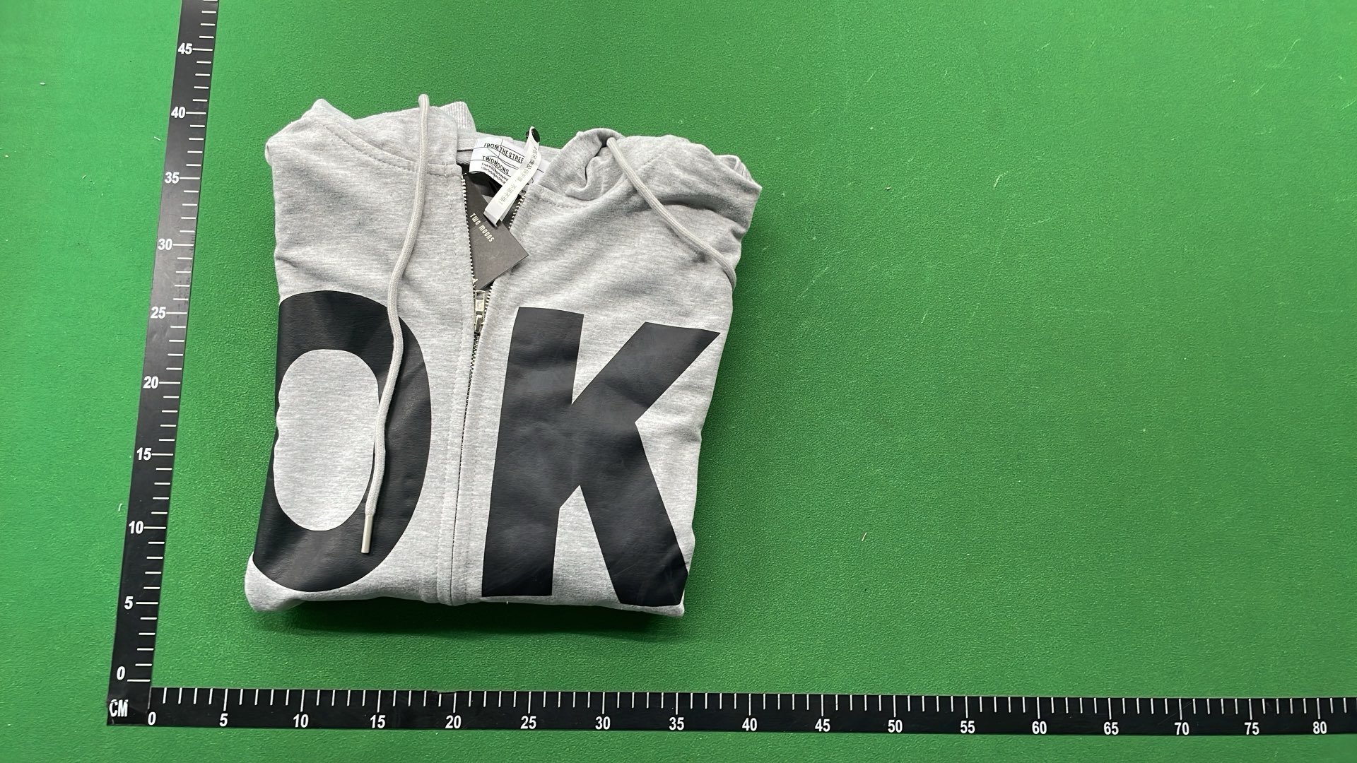 OK Printed Hoodie Zip-Up Sweatshirt Gray Men's Casual Wear