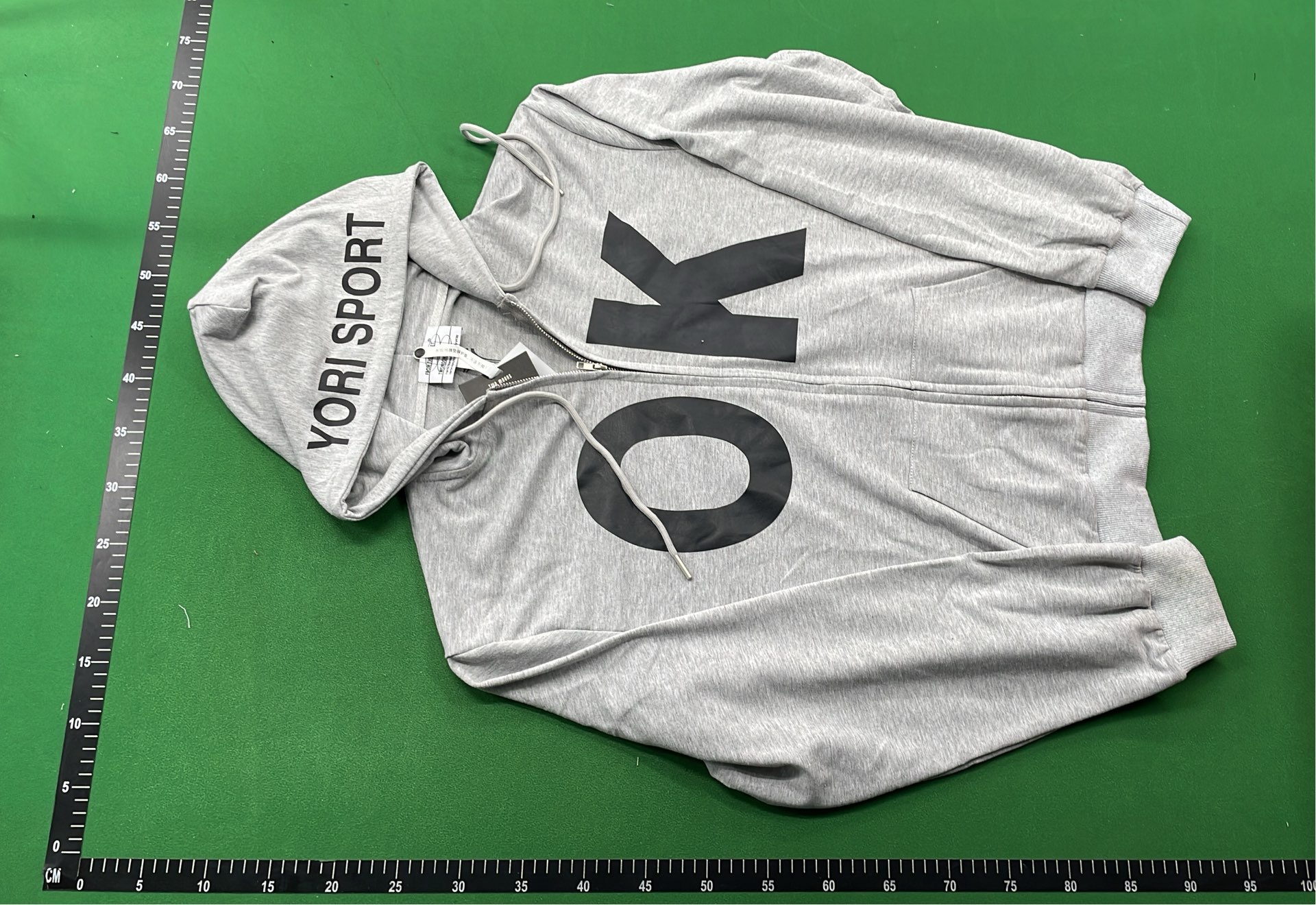 OK Printed Hoodie Zip-Up Sweatshirt Gray Men's Casual Wear