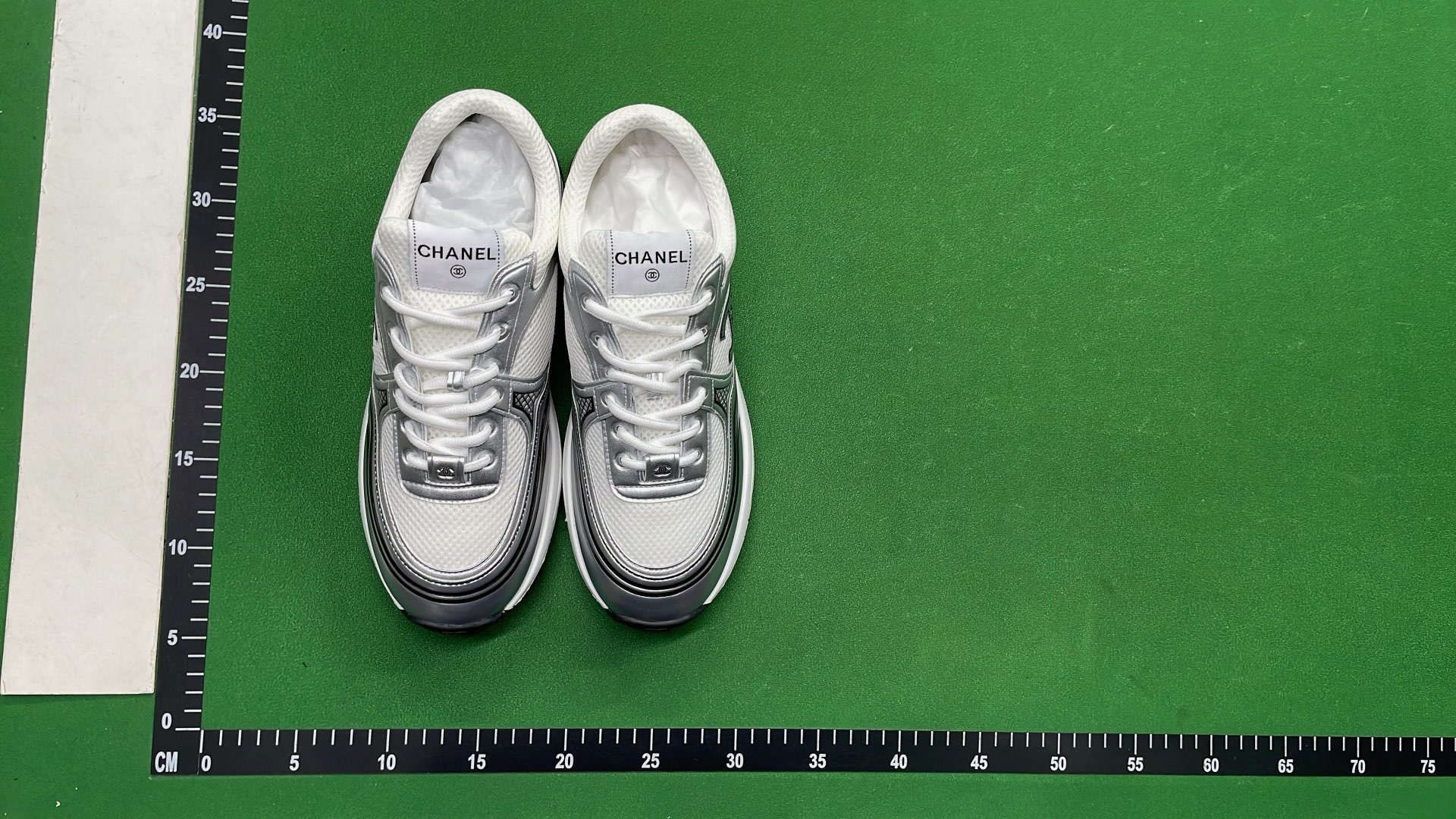 Chanel Silver Sneakers with CC Logo - Luxury Fashion Shoes
