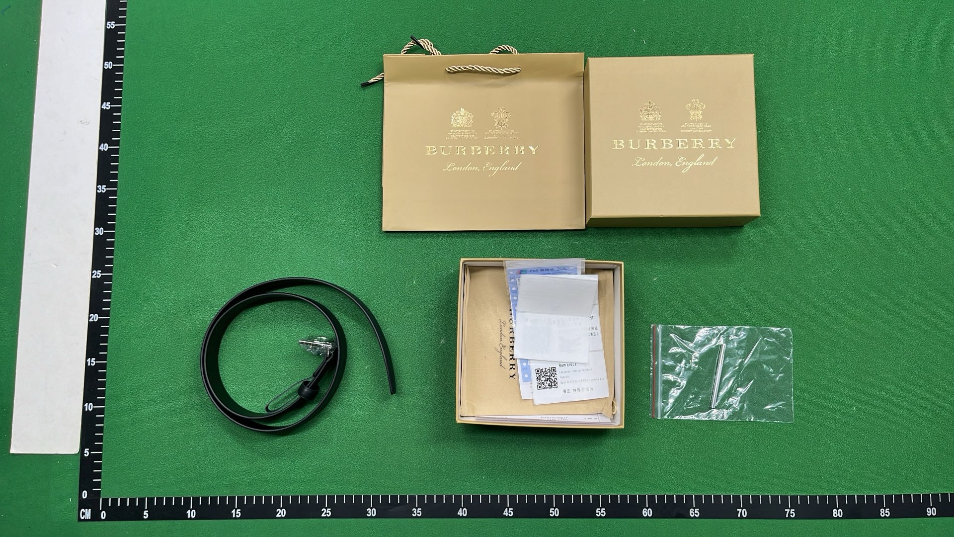 Burberry Monogram Leather Belt 3.4cm Width