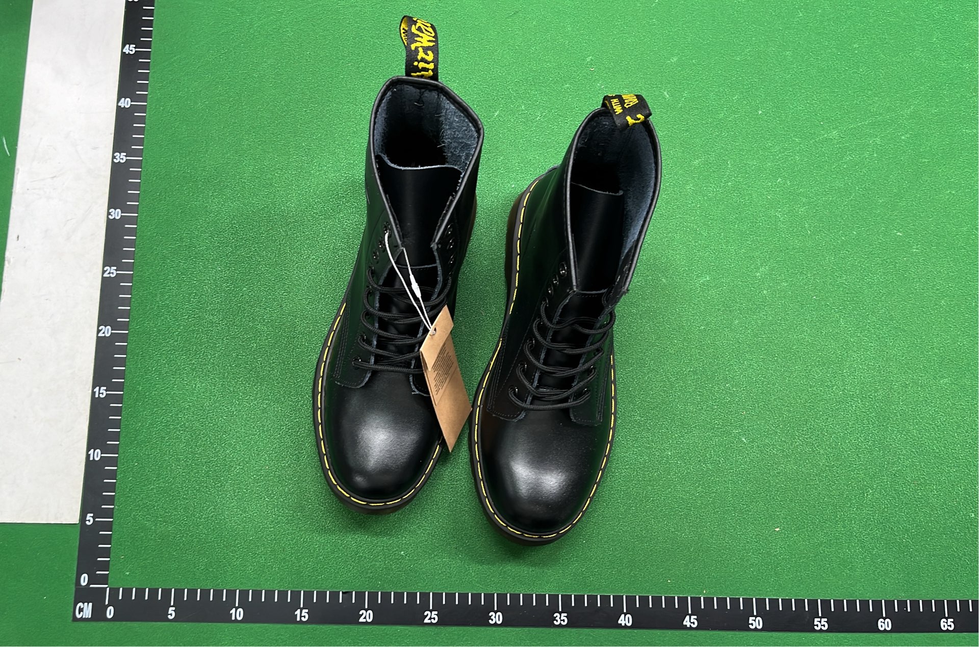 Dr. Martens 1460 Black Leather Boots with Yellow Stitching