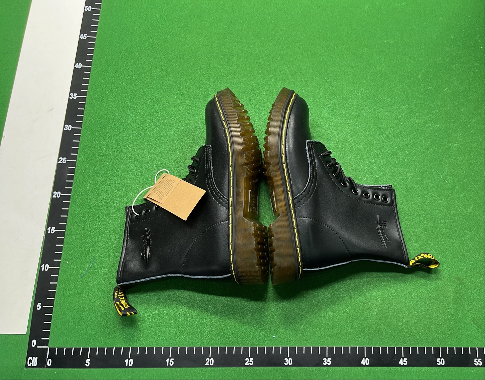 Dr. Martens 1460 Black Leather Boots with Yellow Stitching
