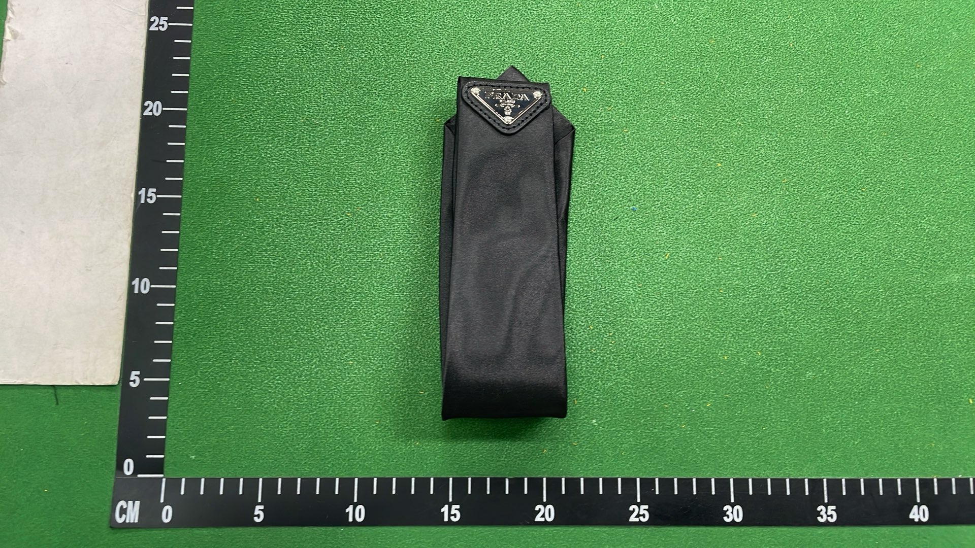 Prada Black Satin Tie with Logo Plaque