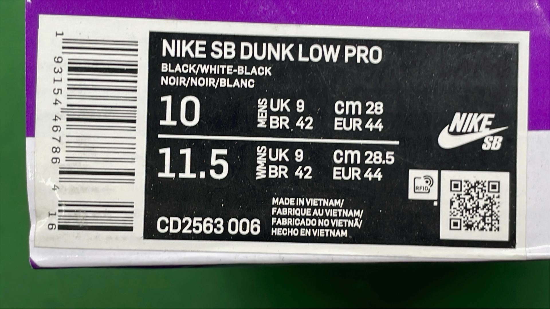 Nike SB Dunk Low Black White Gum Skate Shoes