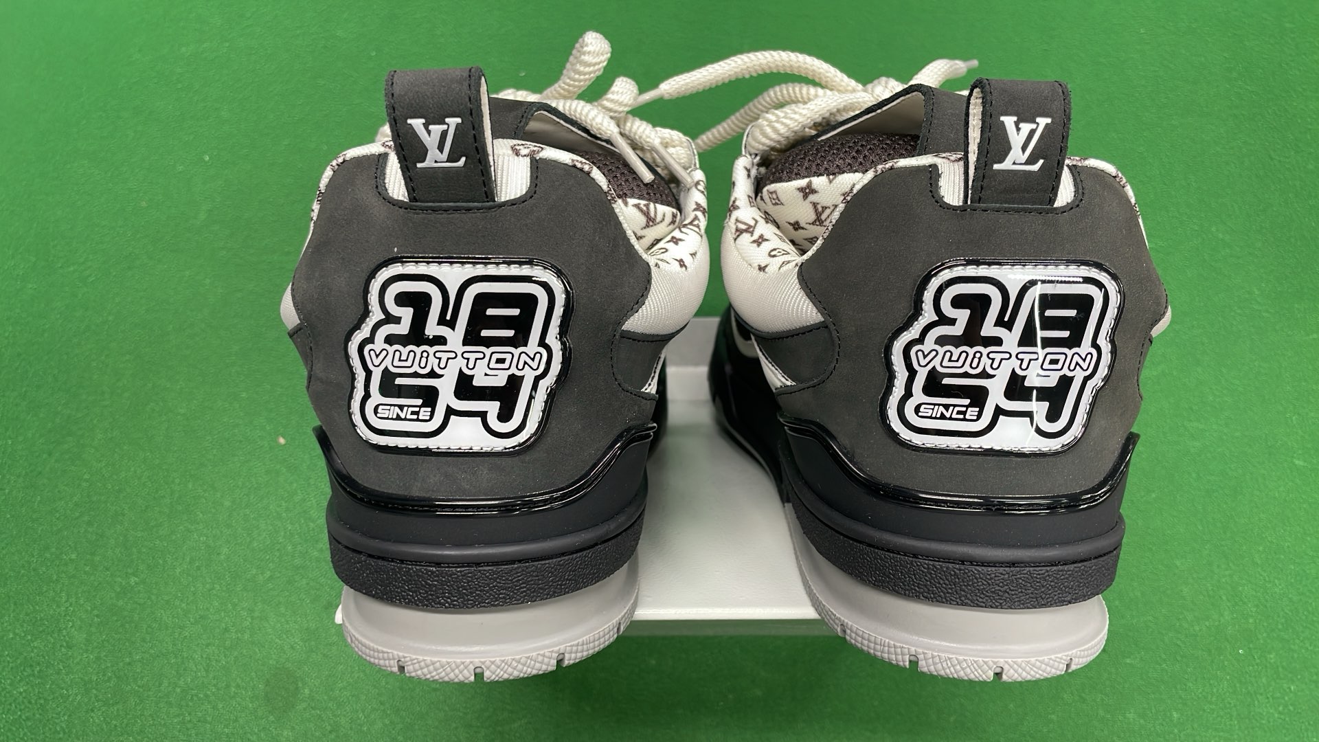 LV Trainer Sneakers Beige White Mesh Design