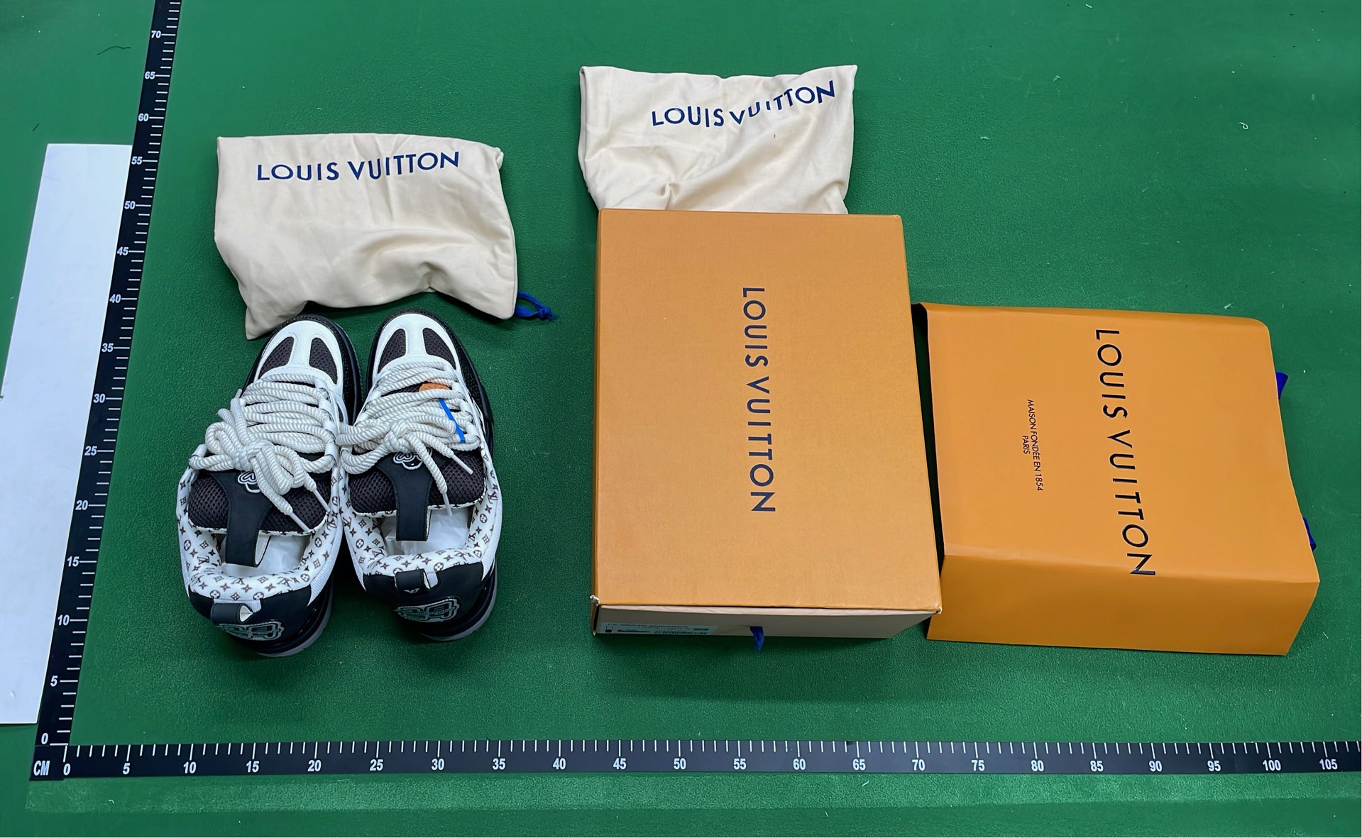 LV Trainer Sneakers Beige White Mesh Design