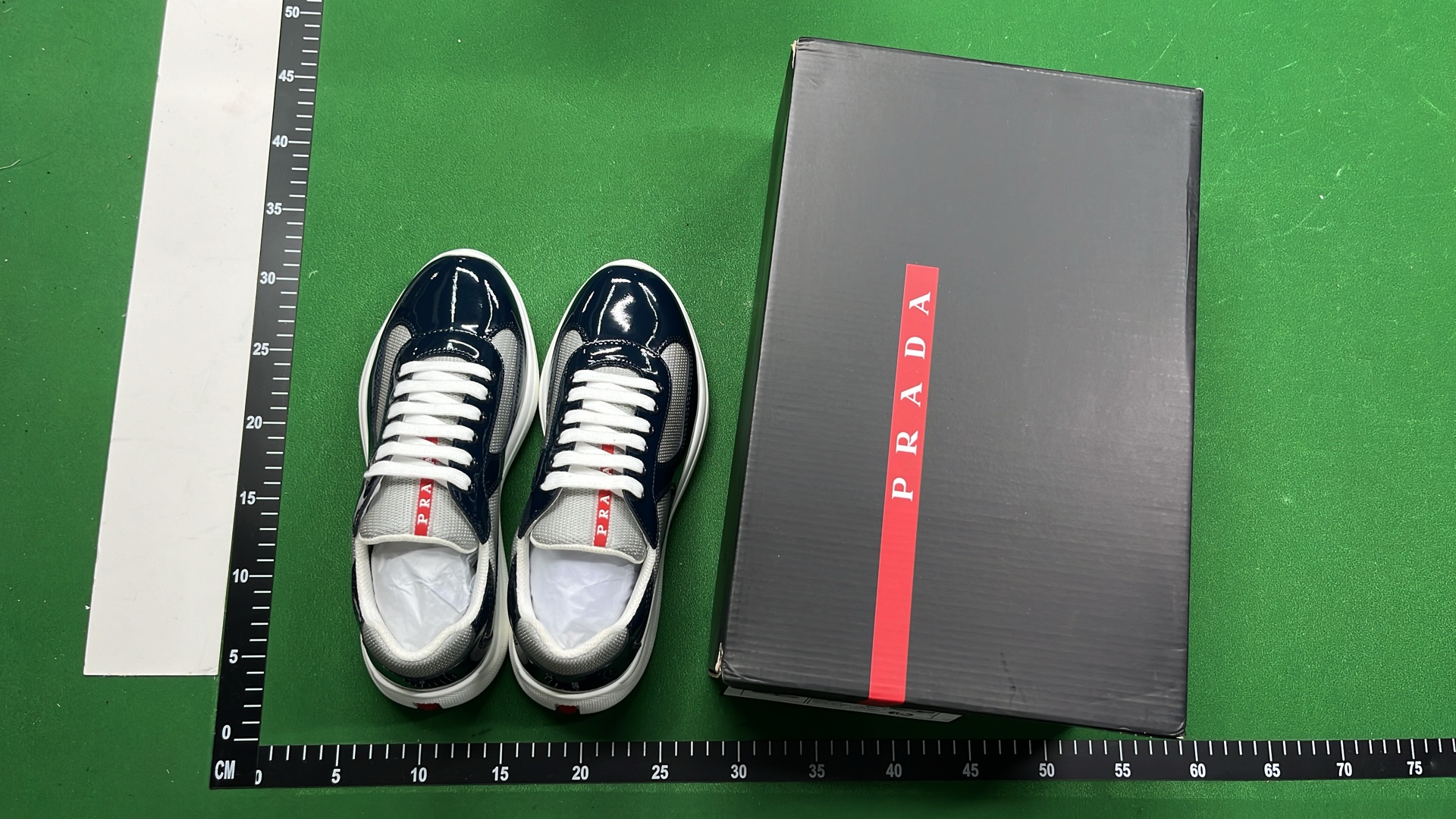 Grey Patent Leather Sneakers with White Sole and Red Heel