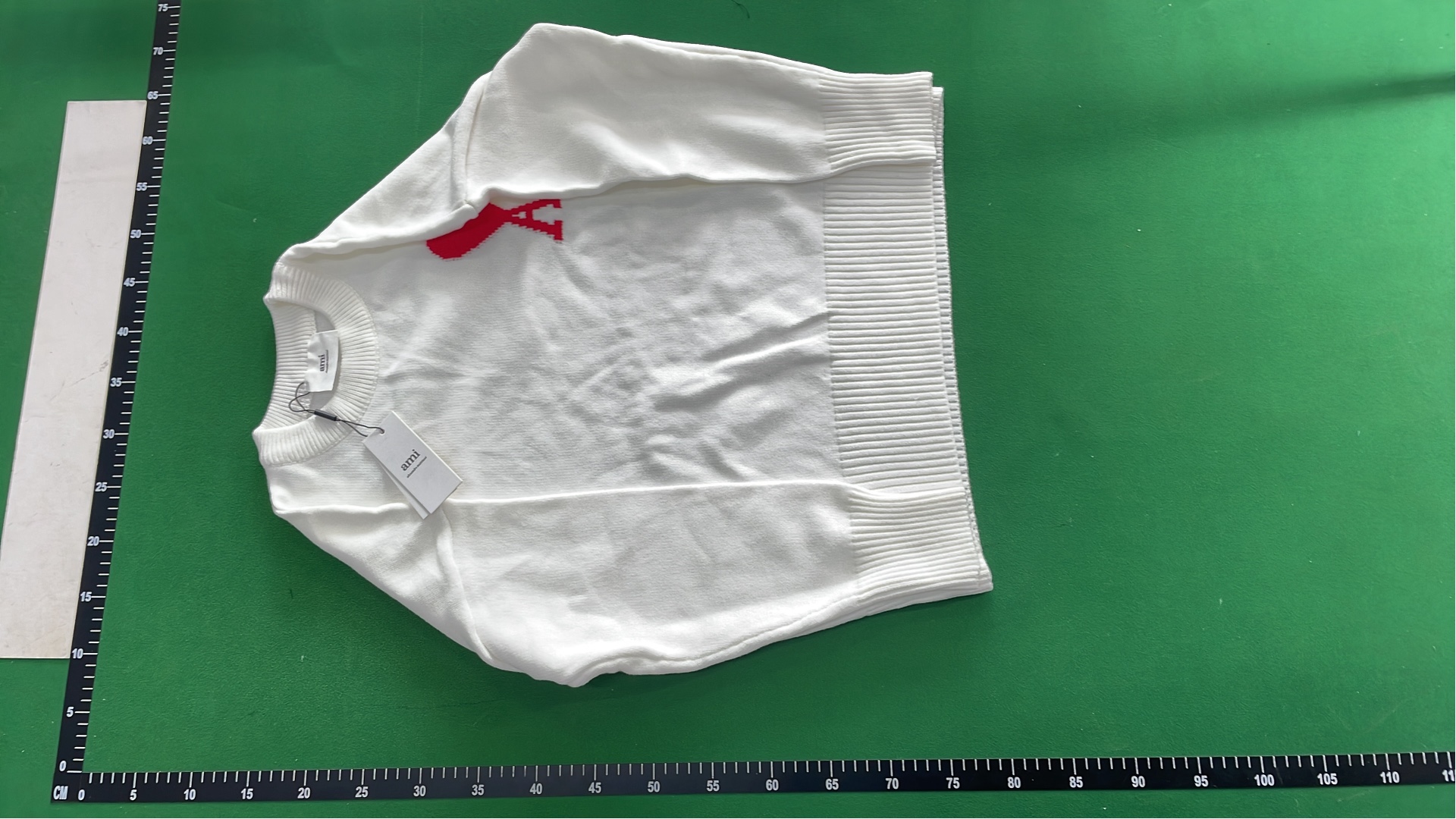 White Long Sleeve Sweatshirt with Red Patch Design