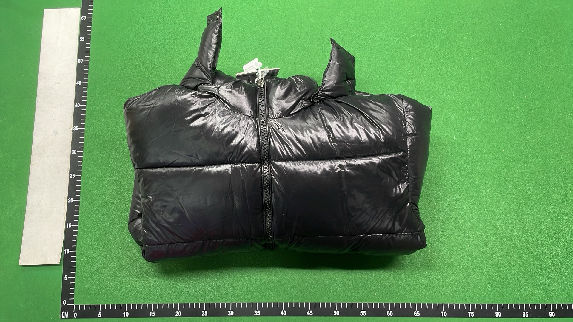 Black Moncler Down Jacket with Hood and Zip Closure