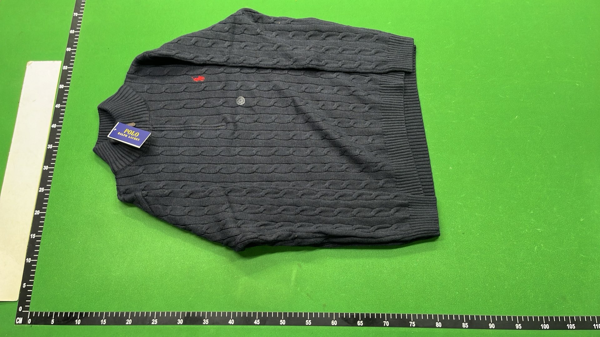 Men's Black Quilted Zip-Up Sweater with Pony Logo