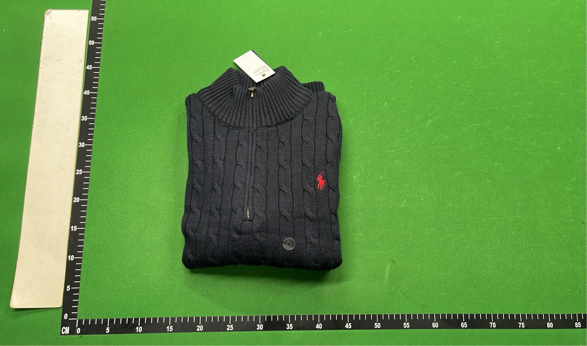 Men's Black Quilted Zip-Up Sweater with Pony Logo