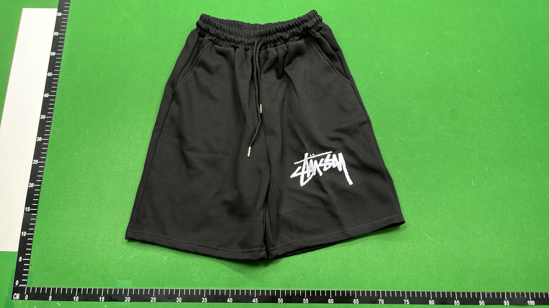 Stussy Black Logo Print Shorts for Men