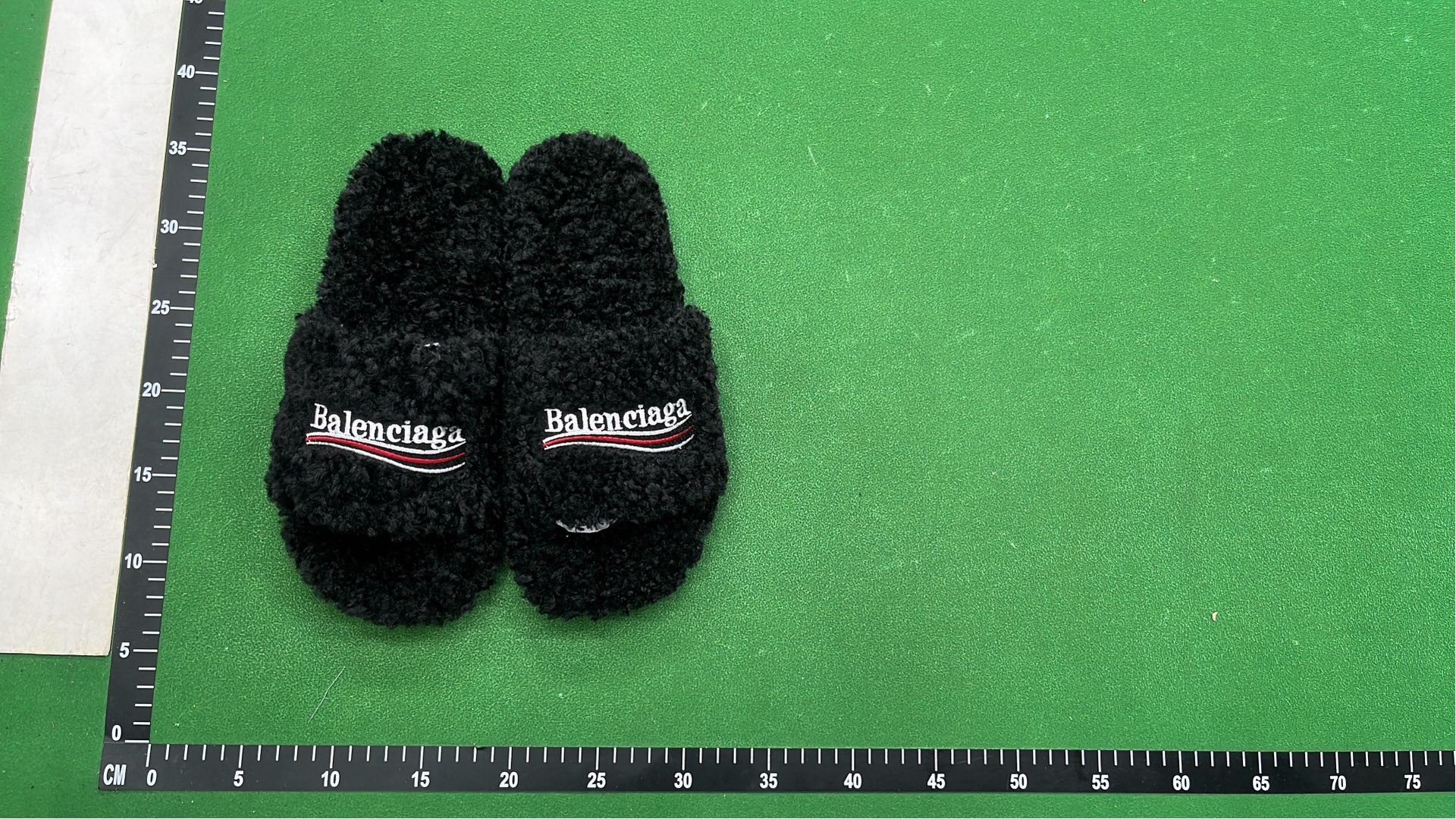 Balenciaga Black Fuzzy Slides with Logo Band