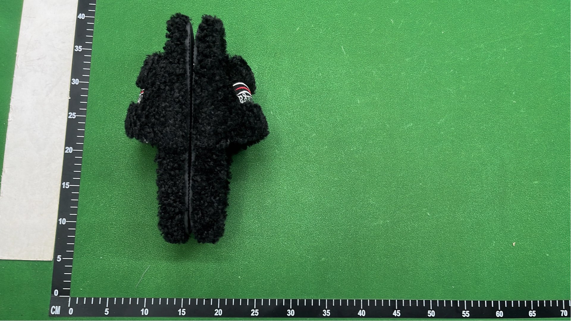 Balenciaga Black Fuzzy Slides with Logo Band
