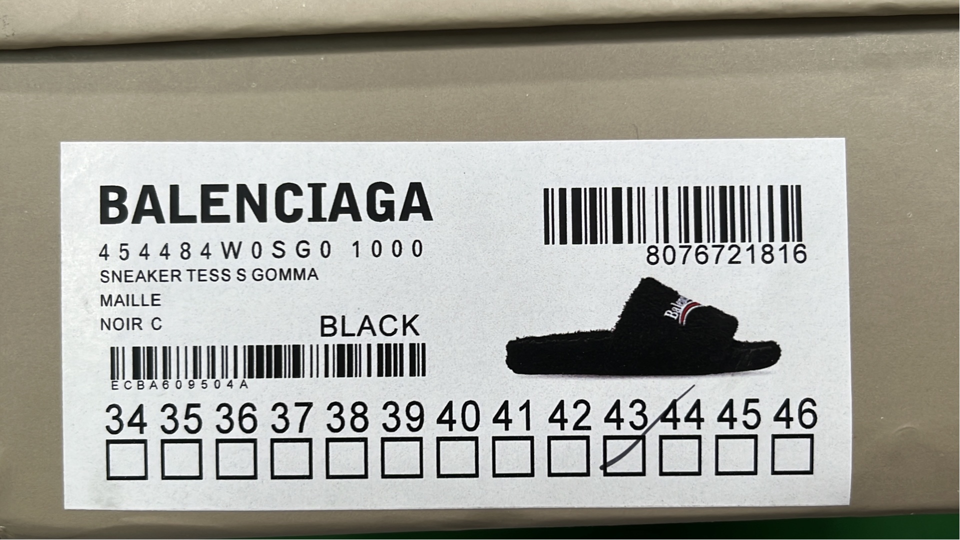 Balenciaga Black Fuzzy Slides with Logo Band