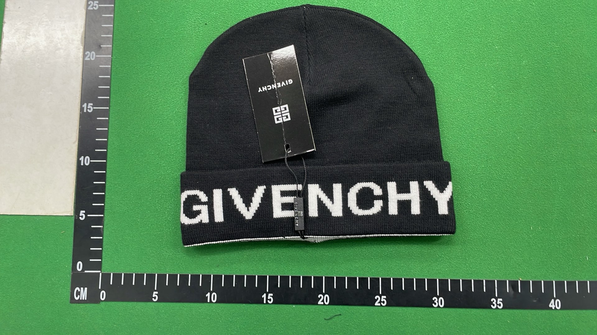 Givenchy Black Beanie Hat with White Logo Knit Cap