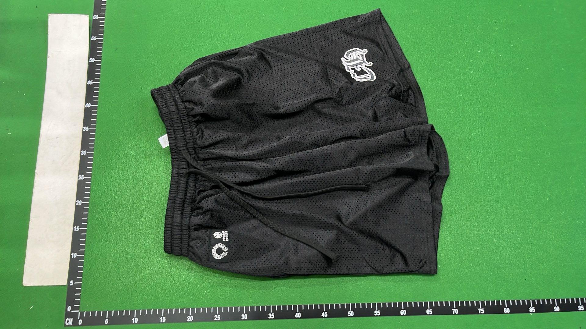 Black Mesh Shorts with Embroidered Logo