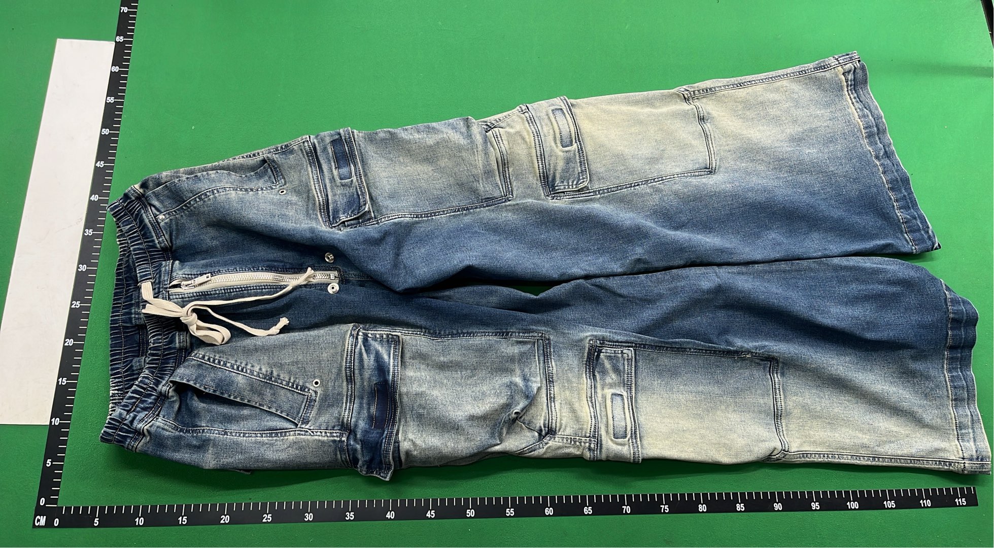 Denim Cargo Pants with Drawstring Waist and Multiple Pockets