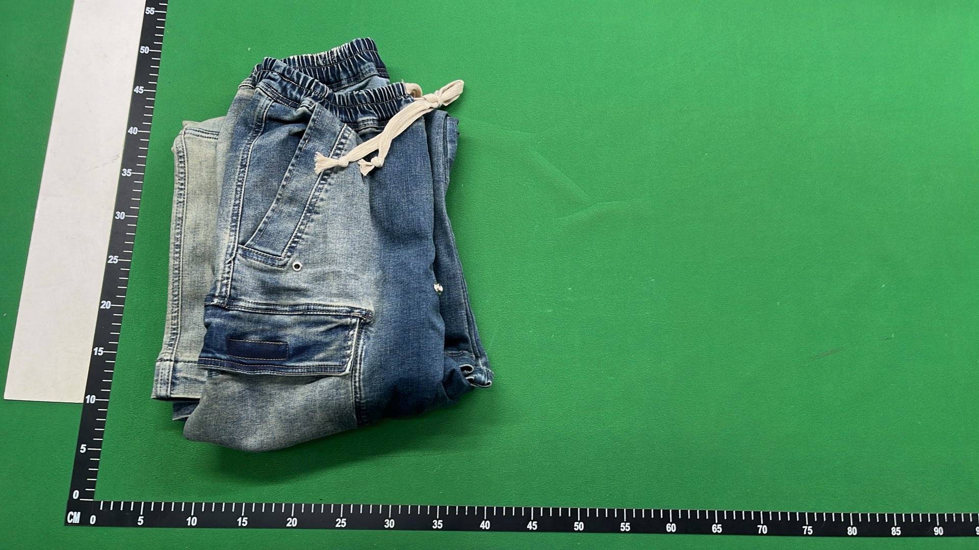 Denim Cargo Pants with Drawstring Waist and Multiple Pockets