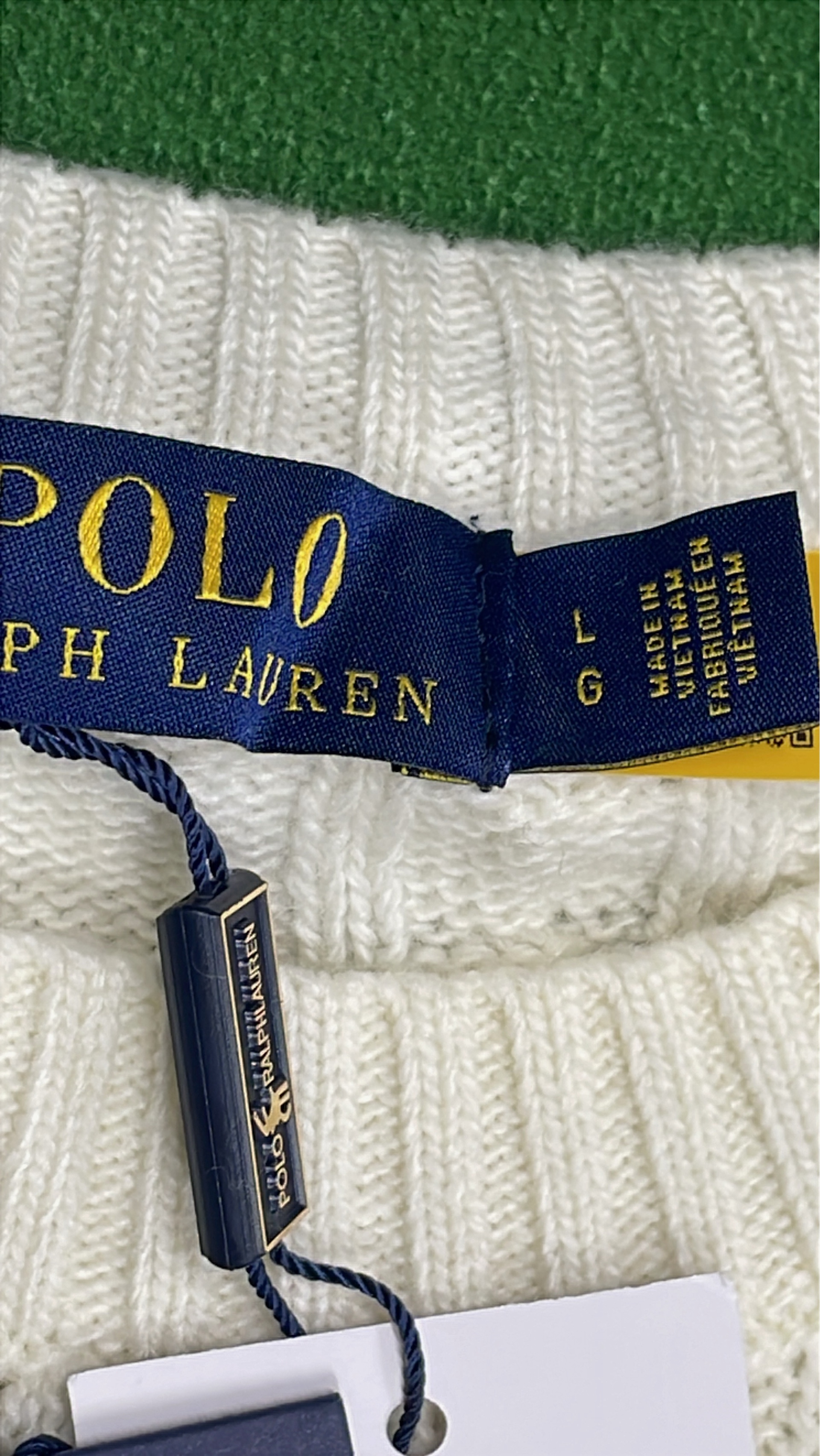 Red Cable Knit Sweater with Embroidered Logo