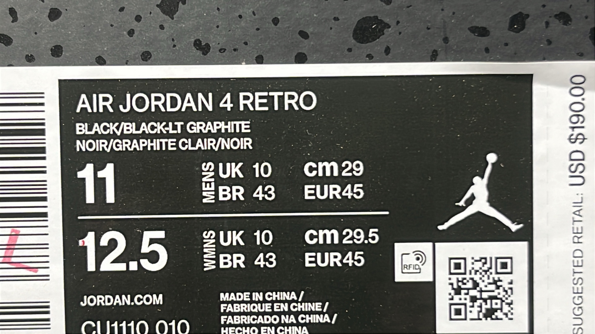 Air Jordan 4 Retro White Black Men's Basketball Shoes