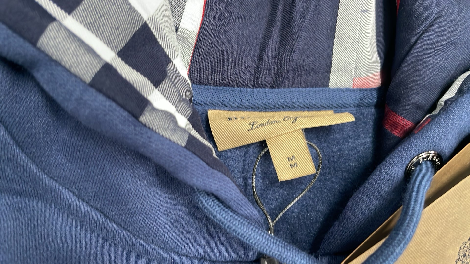 Men's Gray Zip-Up Hoodie with Check Lining
