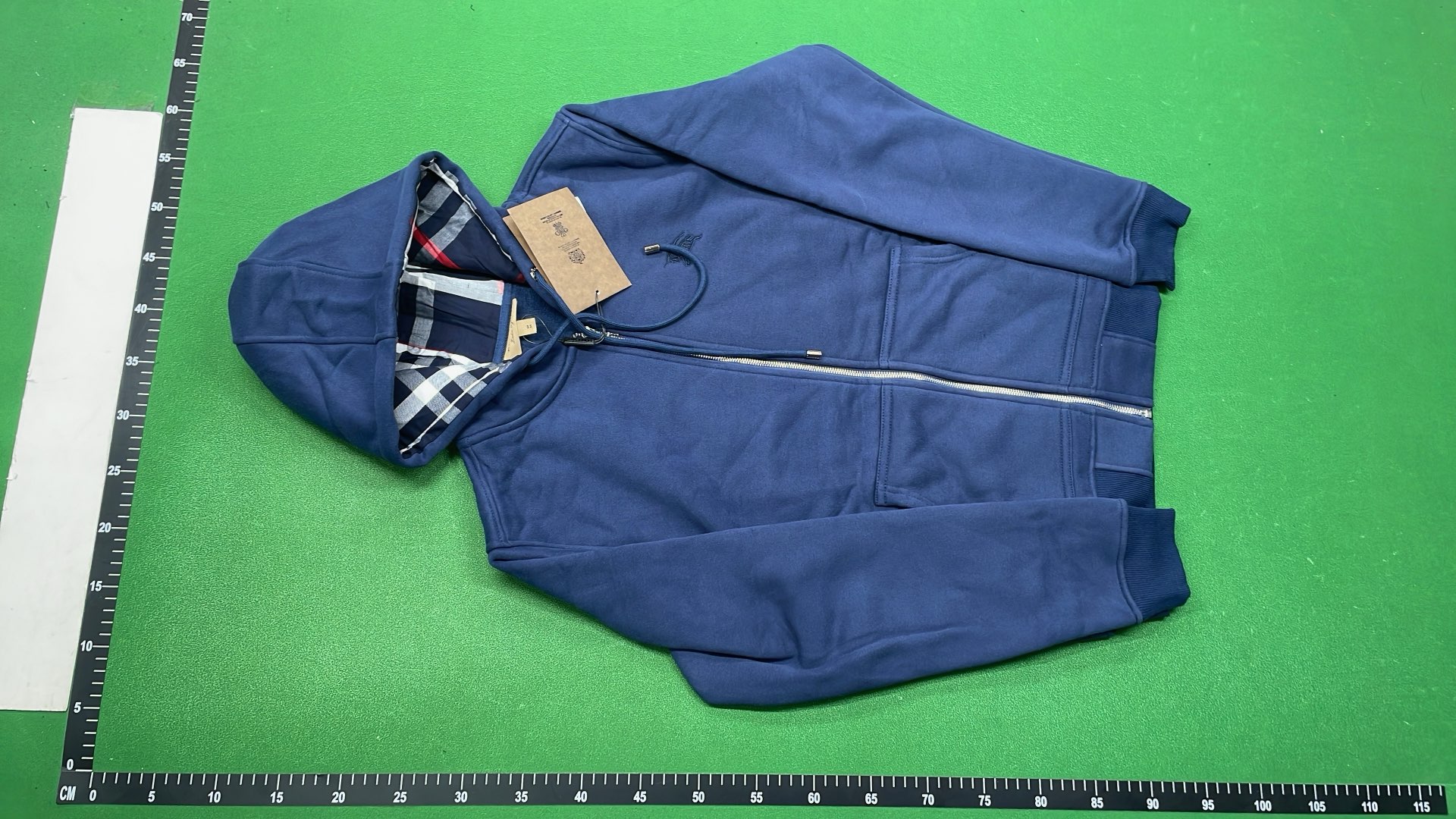 Men's Gray Zip-Up Hoodie with Check Lining