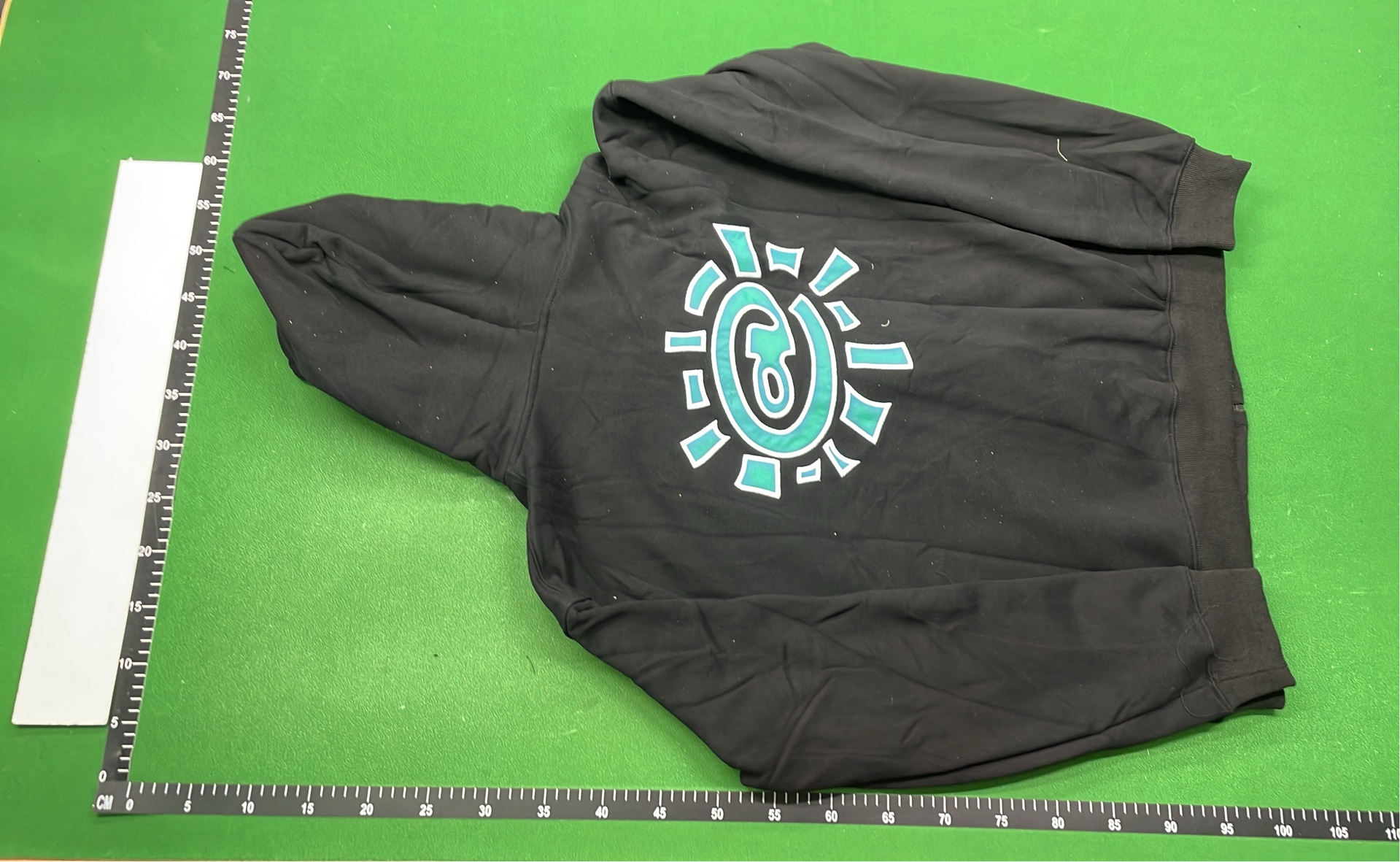 HUGO Black Zip-Up Hoodie with Teal Logo Design