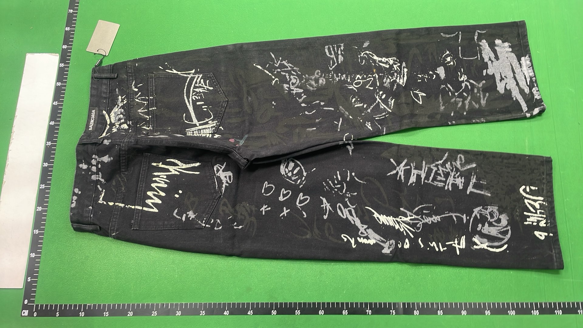 Graffiti Print Black Denim Pants
