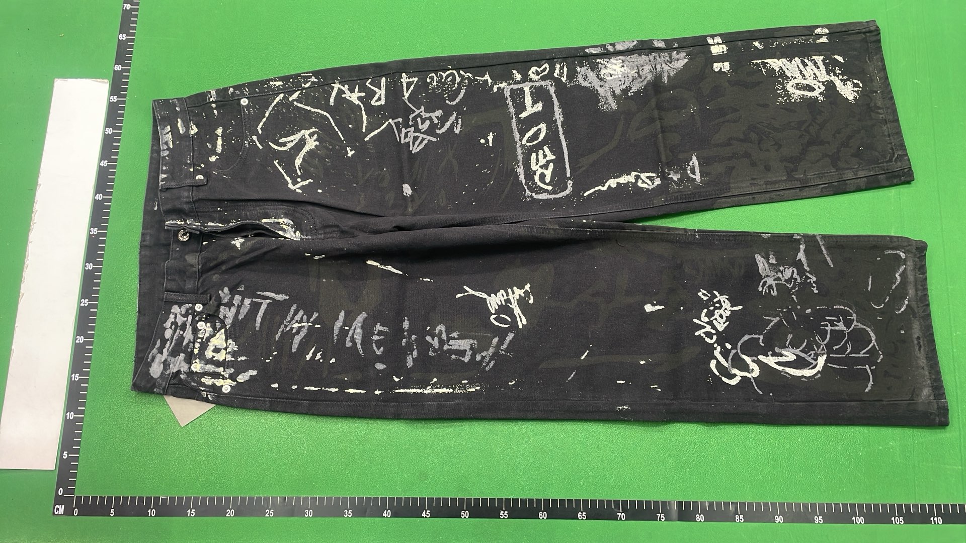 Graffiti Print Black Denim Pants